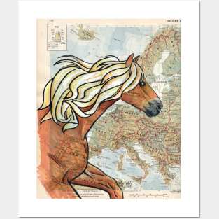 Haflinger Horse on Map Posters and Art